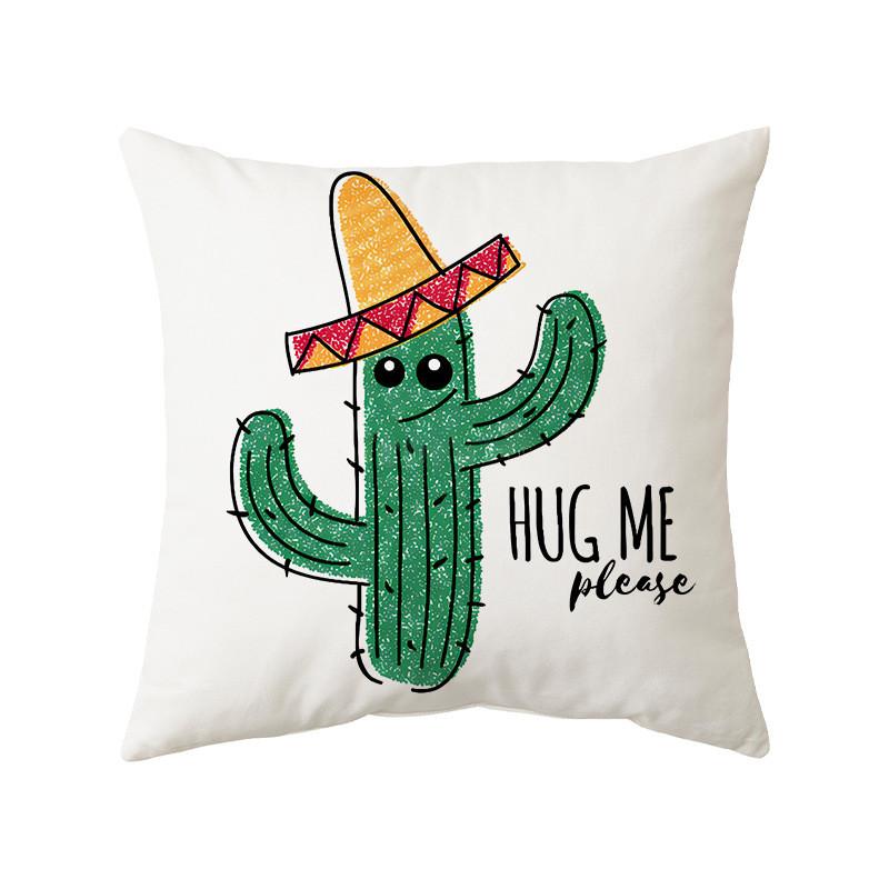 Cartoon Cactus Pattern Pillow Cover For Home Decor And Lounge Relaxation