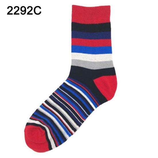 Calzini da uomo a righe colorate, a tubo medio, elastici, morbidi, in cotone, per la moda primavera autunno