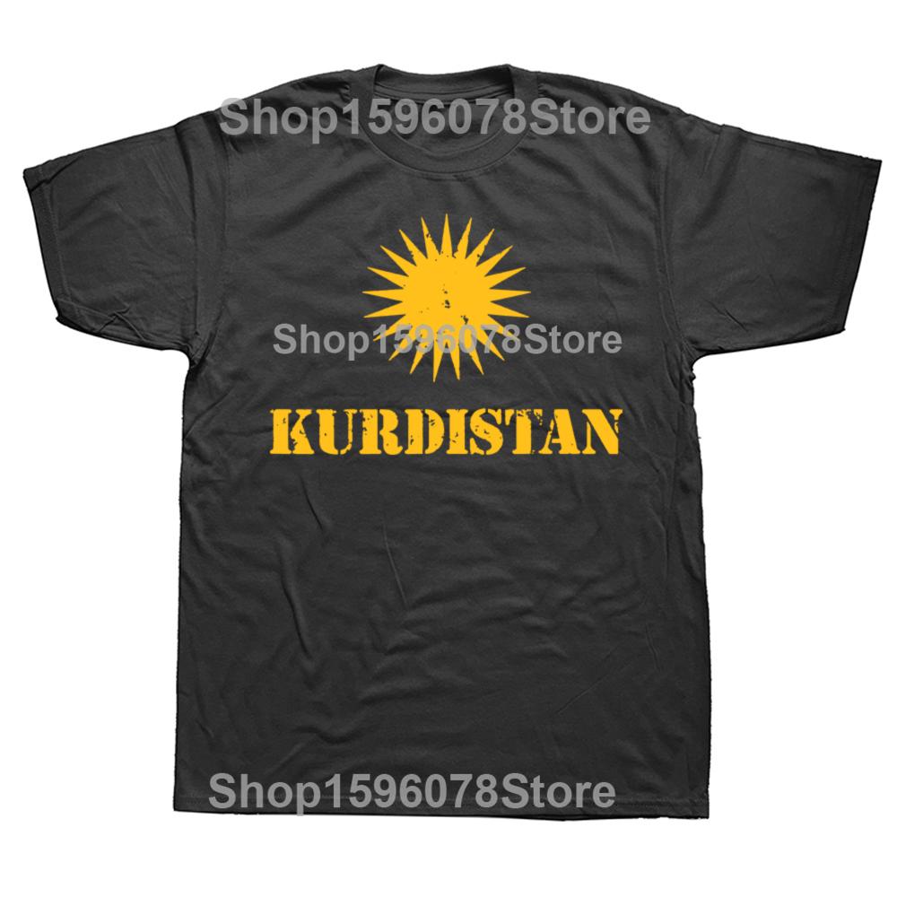 Retro Kurdistánský Kurdský Kurdská Vlajka Grafická Pánská Bavlněná Humor Streetwear Trička Krátký Rukáv Unisex Volné Oblečení