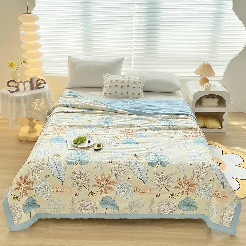 Cute Zoo Animals Print Quilt Bedspreads Children Adults Thin Comforter Summer Quilt Single Double Bed Air-Condition Bed Blanket