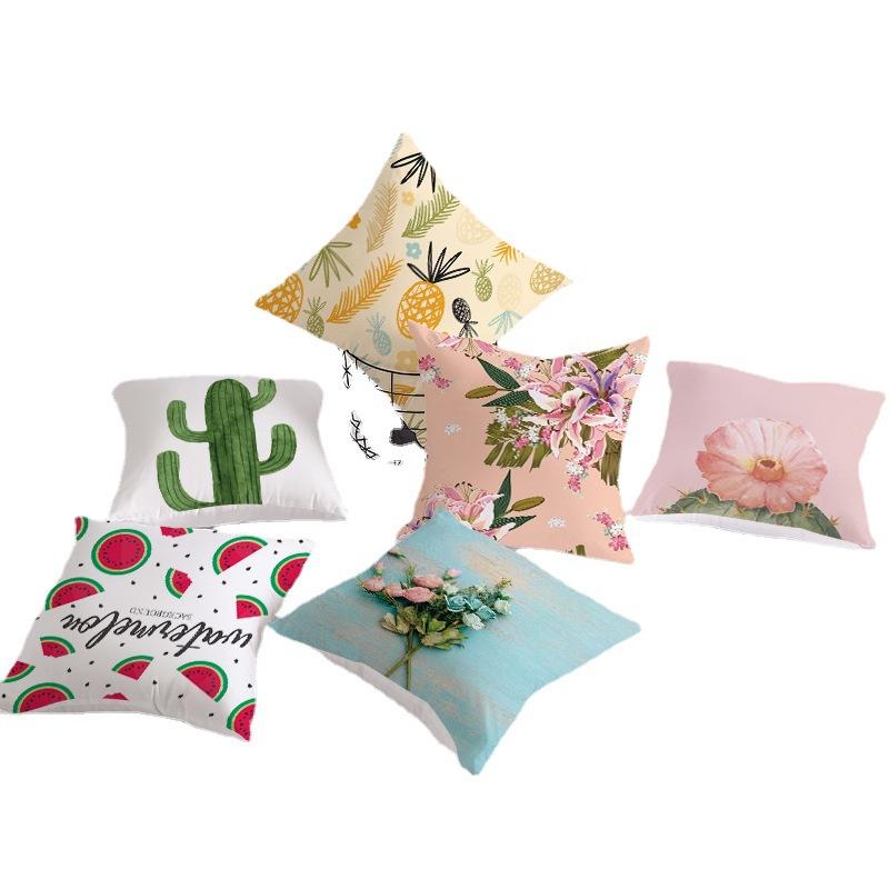 Home Supplies Cute Pastoral Cactus Print Pillow Cover Sofa Cushion Cover