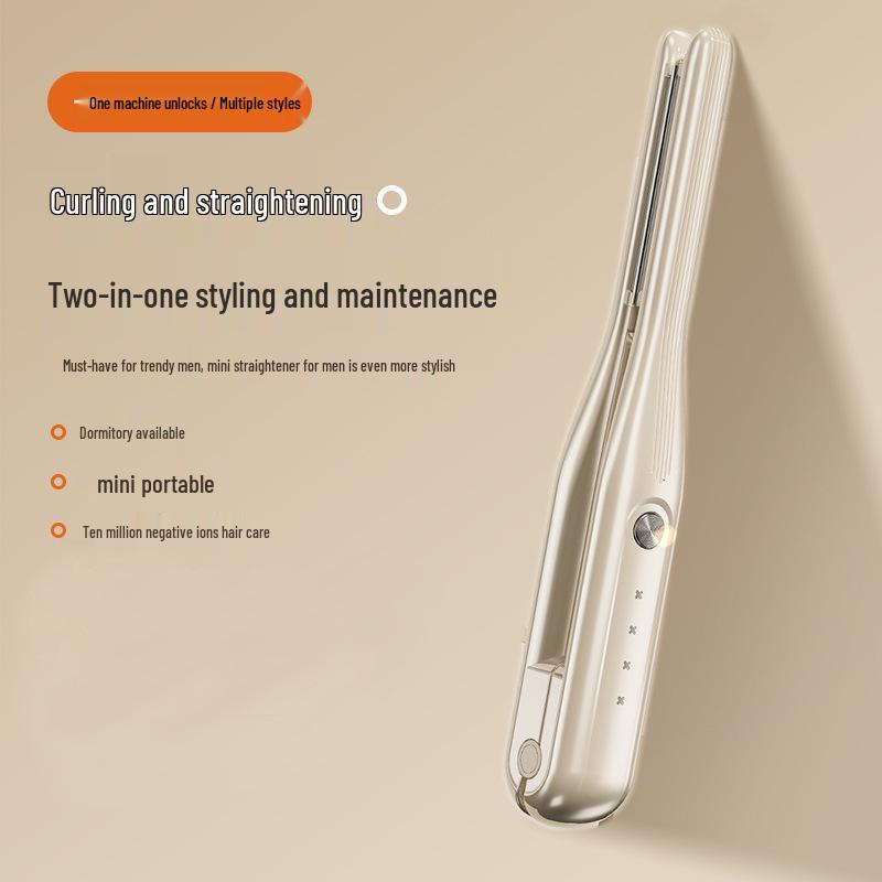 

Men s 2-in-1 Hair Straightener & Curler with Micro Negative Ion for Portable Student Dormitory Use