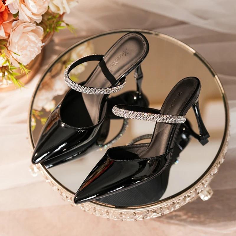 

Модные туфли на высоком каблуке, платье, тонкий каблук, сандалии, женские, с острым носком, простые сандалии, туфли на каблуках, туфли на каблуках, сандалии для улицы, Zapatos De Mujer 40 чёрный