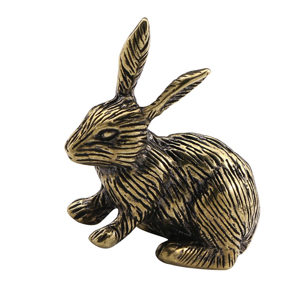 Vintage Brass Rabbit Figurine Desktop Decoration Bunny nament Retro Animal Miniature Figurines For Home