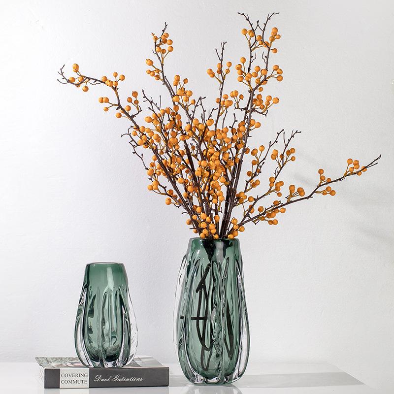 Grüne Glasvase Transparente Dicke Kristallvase Blumenarrangement Zubehör Terrarium Blumentopf Heimdeko Zubehör