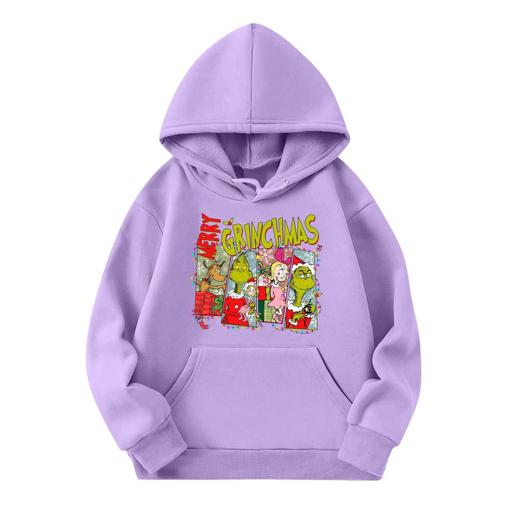 Child Fashion Lightweight Long Sleeve Pullover With Pockets  Print Hoodie