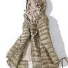 Padded Hooded Long Jacket Duck Down Female  Ultra Light Slim Solid Jackets Coat Portable Parka