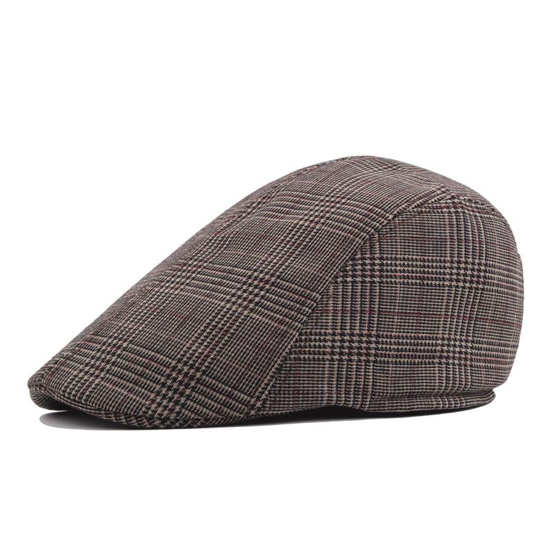 Autumn British Casual Plaid Sealed Beret Men'S And Women'S Sunshade Forward Hat Pure Cotton Cap Custom Hat