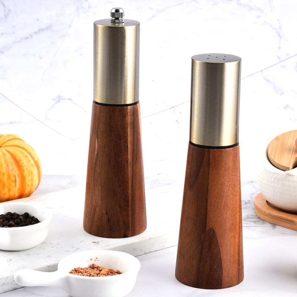 Manual Peppercorns Grinder Bottle Unbreakable Seasoning Jar Wood Pepper Mill Spices