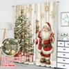 2pcs 2D flat printing Fashionable Christmas Curtains Christmas Santa Claus Gifts Snowflakes Digital Printed Polyester Drapes