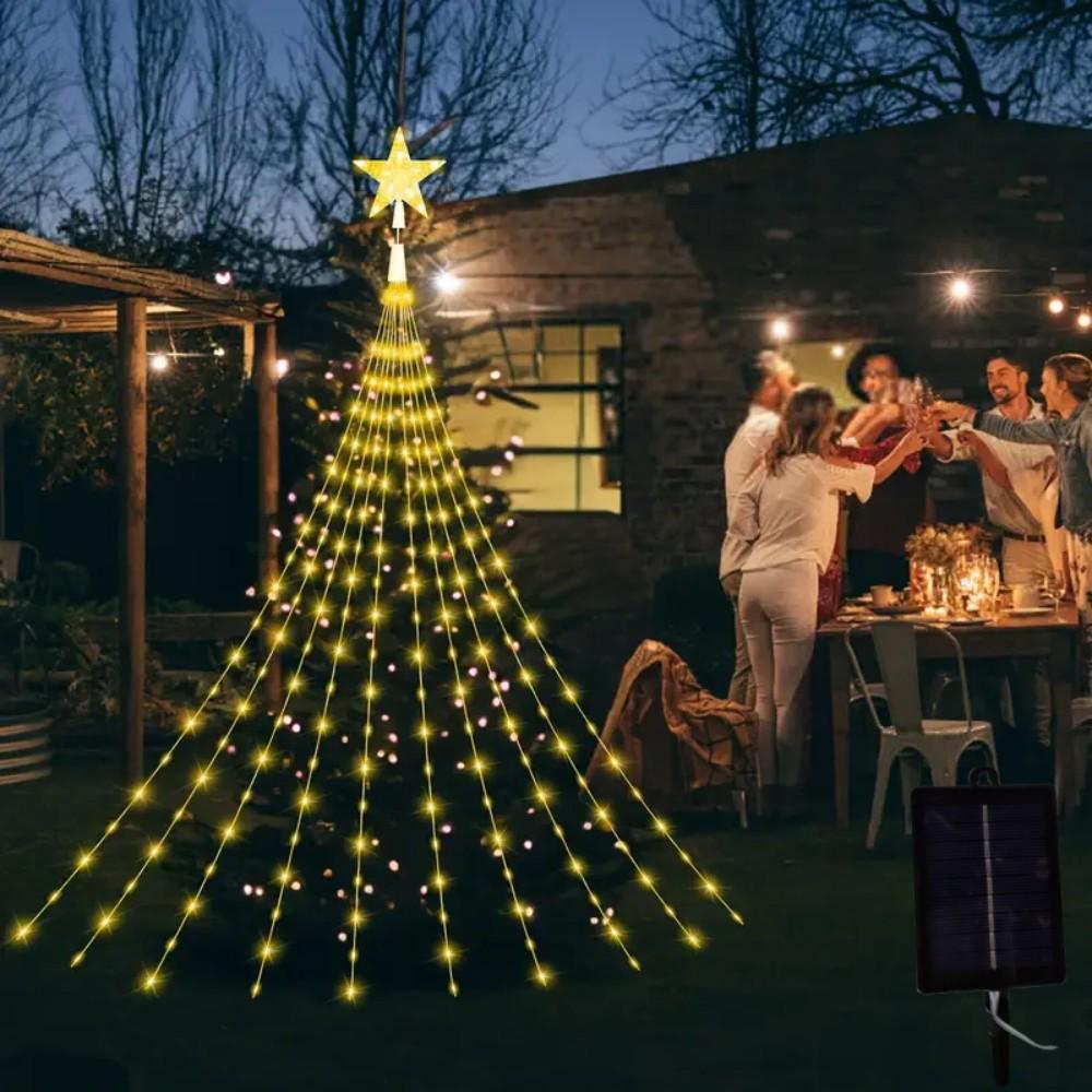 USB Copper Wire Flowing Star Waterfall Christmas Lights for Outdoor Decoration