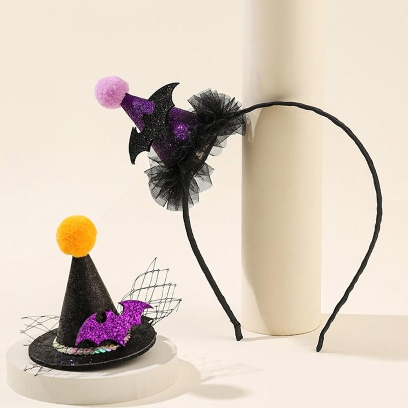 Cute Headband+ Hair Clip for Girls Witch Hat Shape Festival Hair Supplies