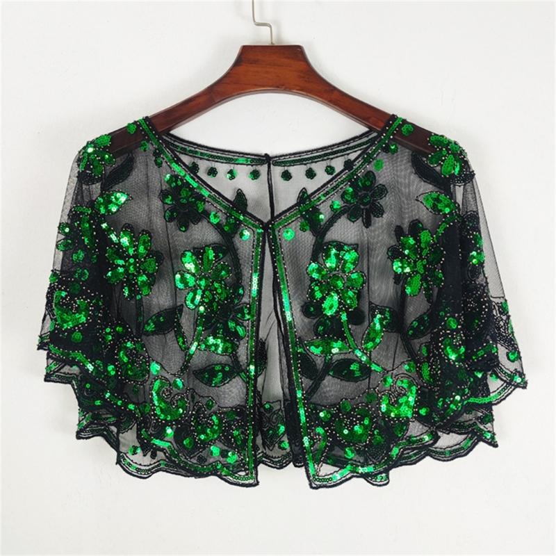 Sparkling Short Scarf Shawl With Glittering Sequined For Women And Girl Beach Event Evening Party Dressingup Accessory