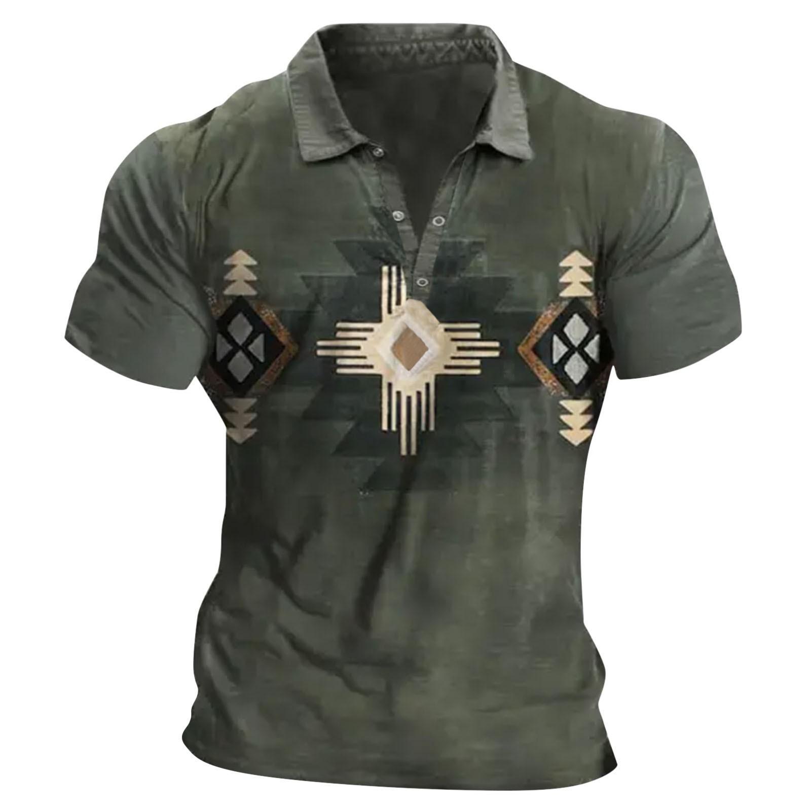 

(Куниде) Мужская рубашка для гольфа, повседневная спортивная V-образным вырезом, ребристый воротник с коротким рукавом, модная повседневная однотонная однотонная весна-лето, стандартная посадка L армия зеленый