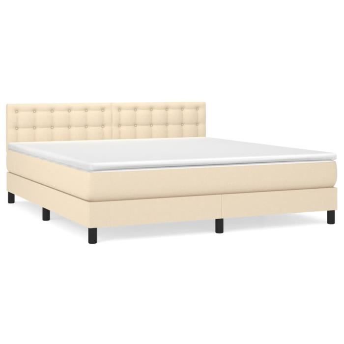 3140398 vidaXL Divan Bed with Mattress Cream 180x200 Cm Fabric