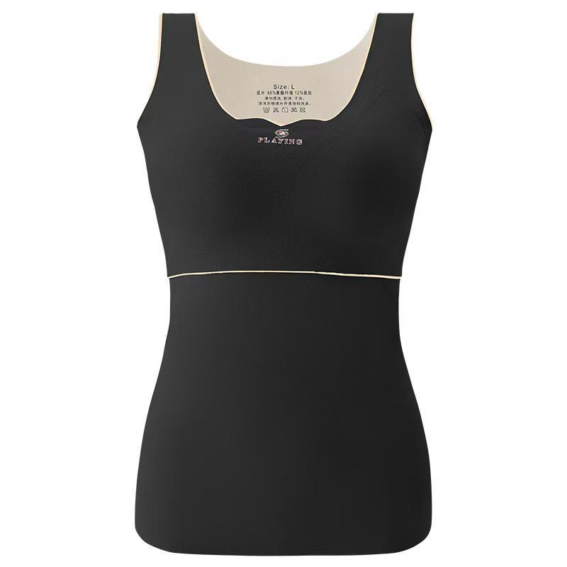 

Женский терможилет с нагрудными накладками - немецкий бархат, плюс бархат, утолщенный зимний топ с низким воротником XL [50-60 kg]