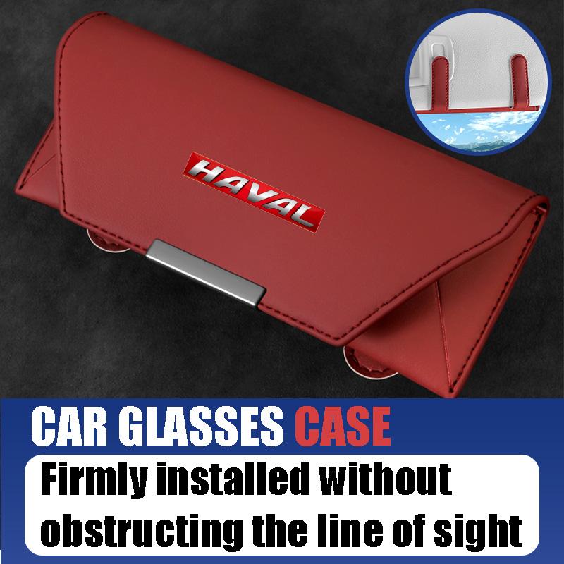 Customized logo car sun visor glasses storage clip for Haval H1 H2 H3 H5 H6 m6 F7X Red Rabbit Body Damn Big Dog Car Storage Box
