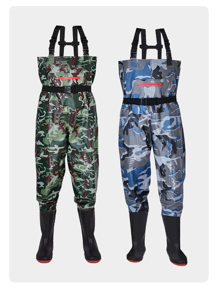 Heavy-Duty Waterproof Overalls: Thick, Wear-Resistant Half-Body Waders for Aquaculture.
