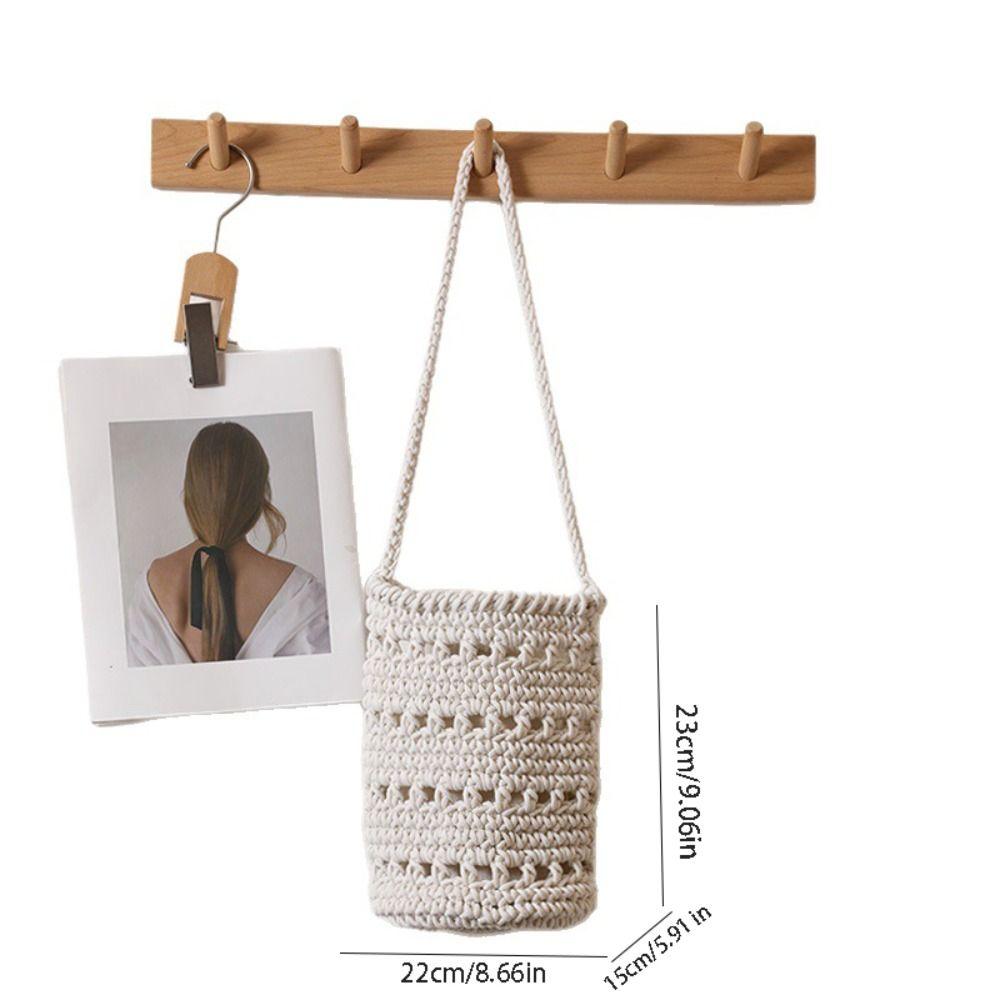 Cute Korean Style Hollow Out Knitted Weave Bag Braided Solid Color Knitted Shoulder Bag Handbag Vacation Style Beach Bag Daily
