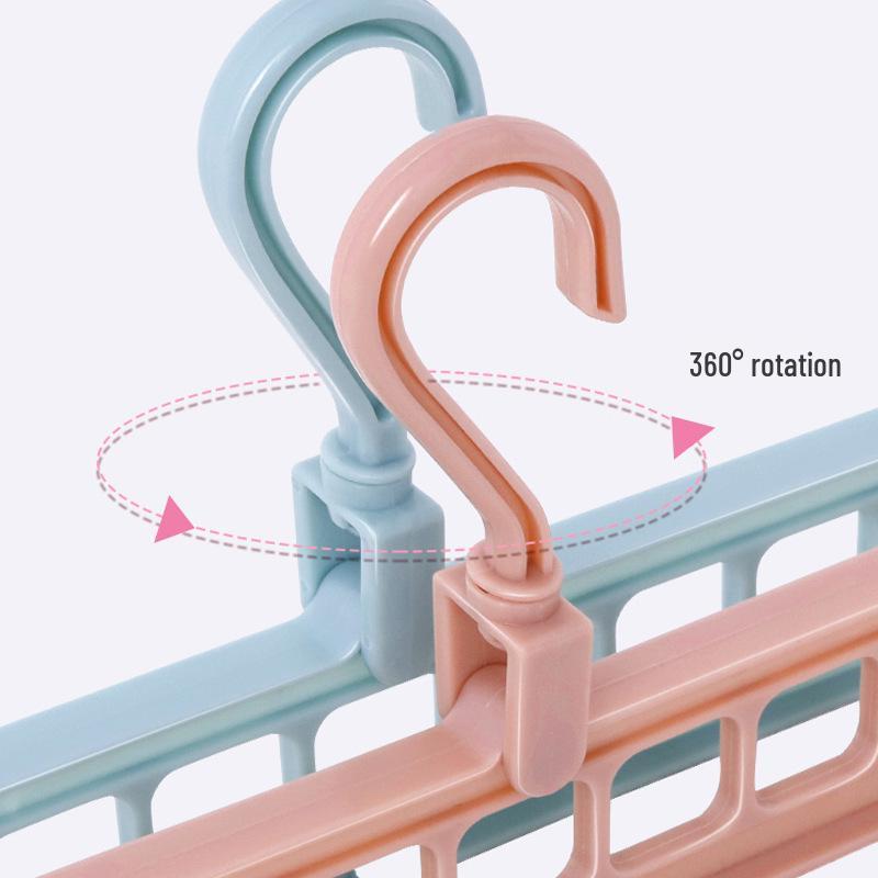 Multifunctional Folding Nine-Hole Clothes Hanger: Space-Saving Dormitory Drying Rack & Bedroom Storage Solution.