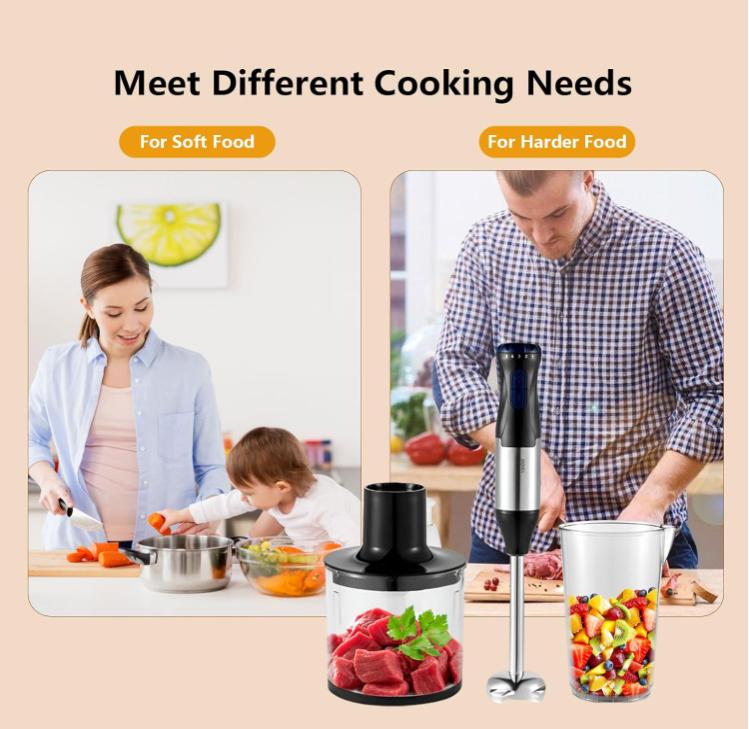 Elektrischer Schneebesen 5-stufiges Rühren, Fleischwolf, Edelstahlklinge, Fleisch, Gemüse, Obst, Babynahrung