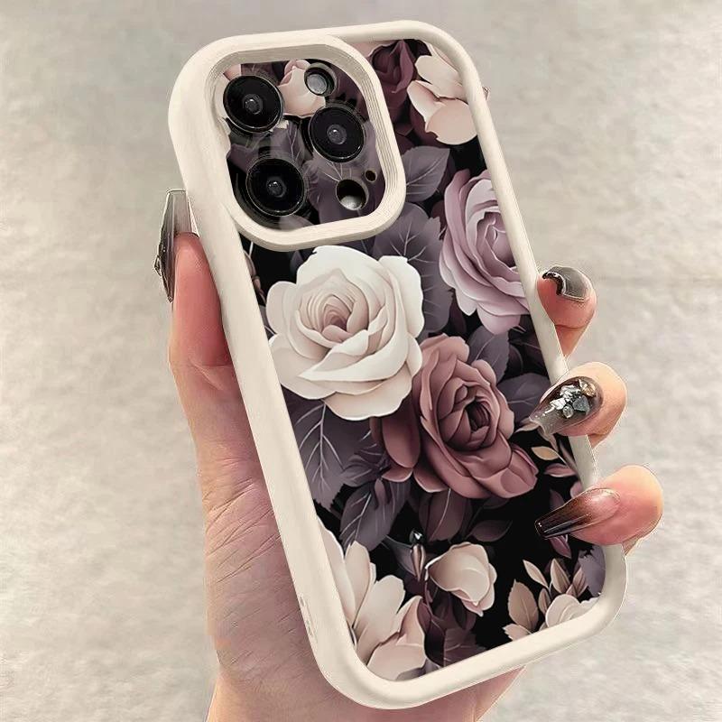 Floral Thickened Phone For Iphone 17 16pro 15pro14 13 12 11 12pro 13pro Max 14plus Silicone AntiFall Protective Cover