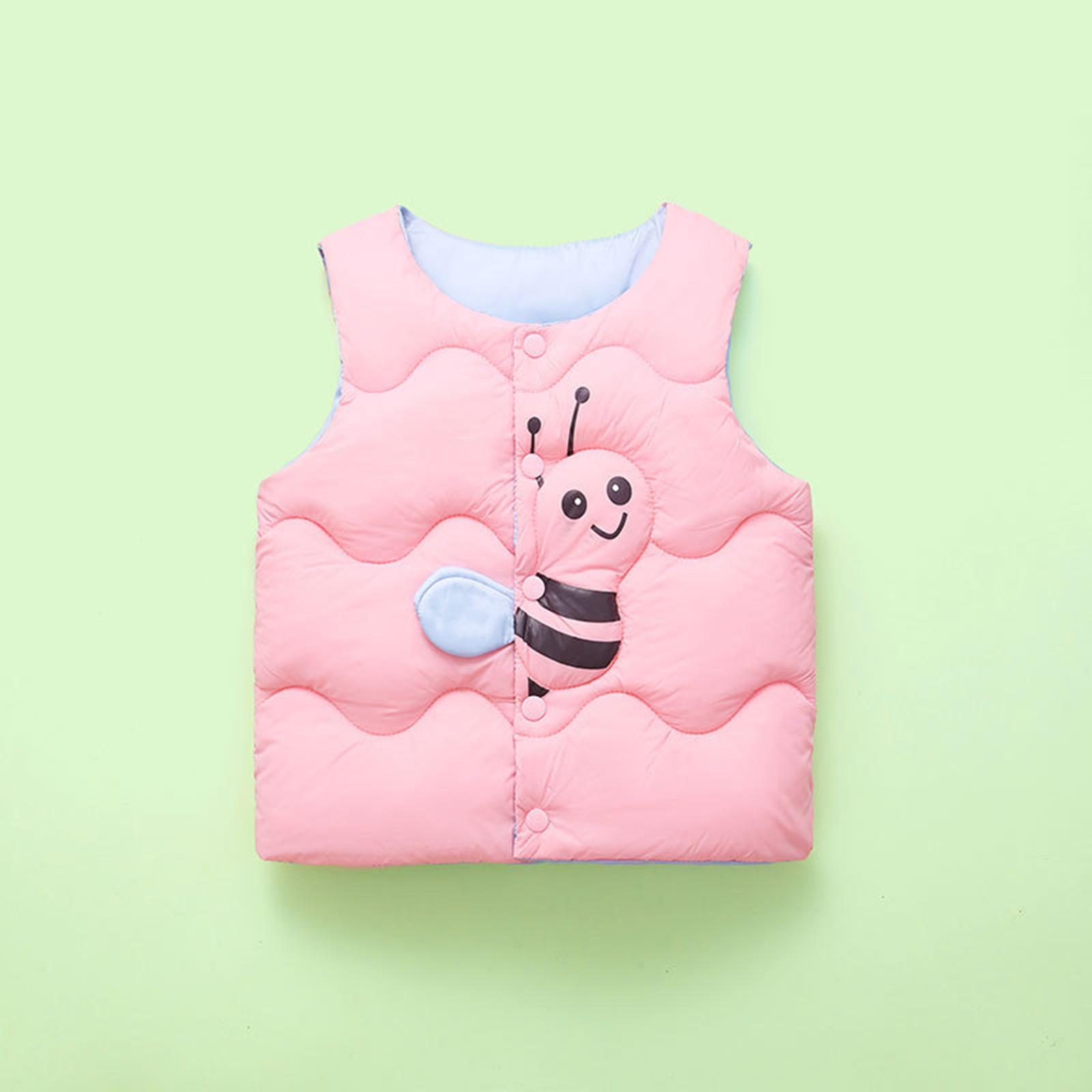 

Зимнее ветрозащитное пальто с героями мультфильмов для маленьких девочек, теплая верхняя одежда, жилет 130 розовый