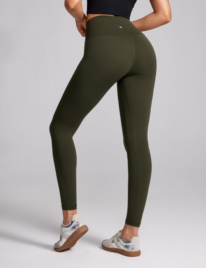 CRZ YOGA Compression Yoga Cropped Asian Olive Size M Women's Leggings, Pants, High-Waisted Leggings, Legs, Butterluxe, Fit, 24-Inch/60-Cm Inseam,