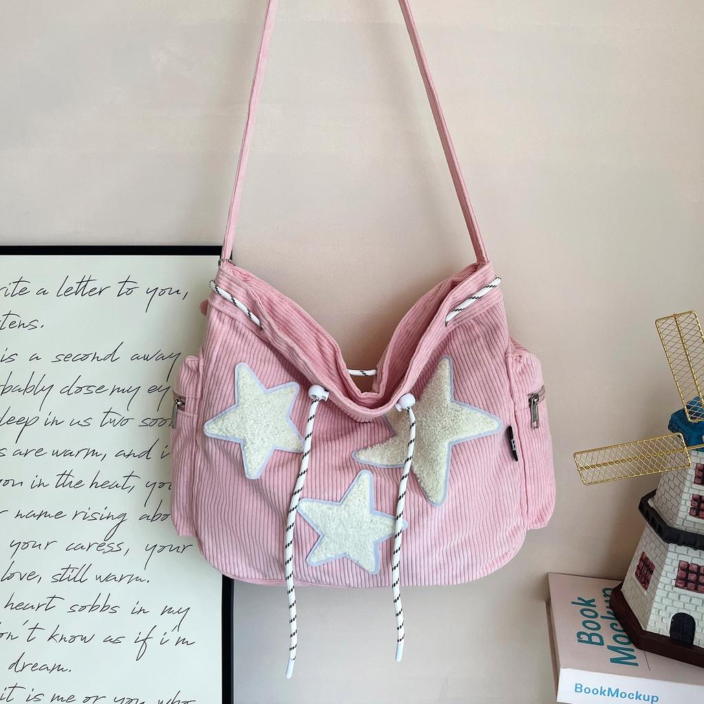 Color-Blocking Cord Schultertasche für Damen, Trendy und Vielseitig, Einfach und Modisch, Große Kapazität Canvas Tasche