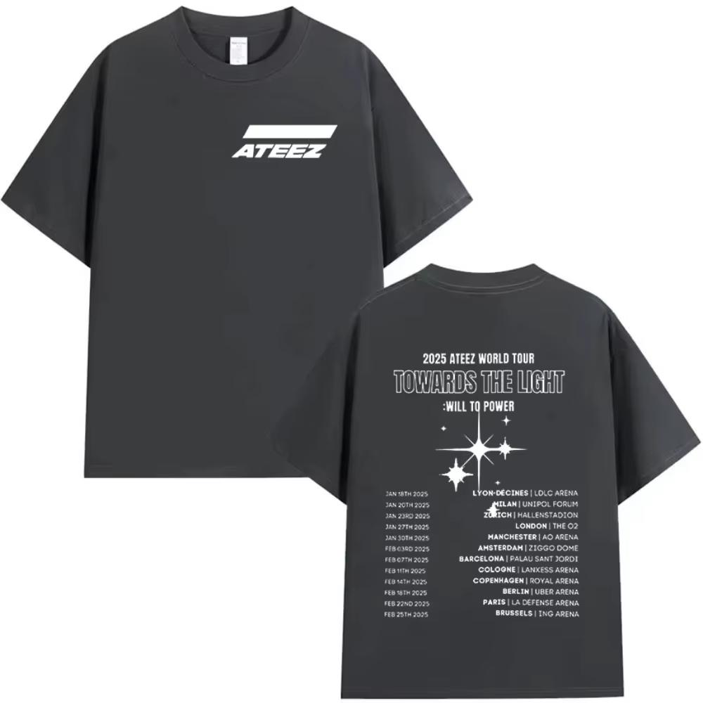 Korean Ateez Towards The Light Will To Power World Tour New T Shirt Men Women Hip Hop Kpop Short Sleeve Top summer Streetwear