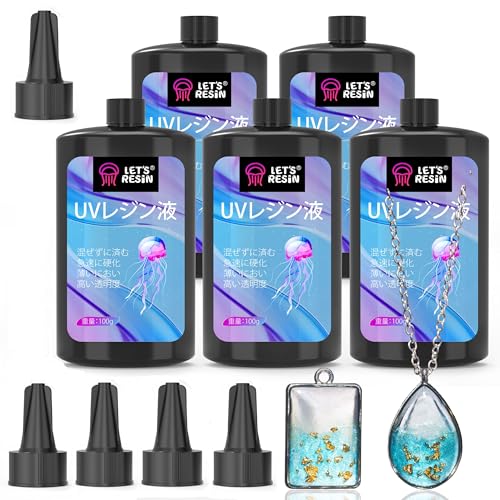 

LET S RESIN UV Resin, 500g, UV/LED Compatible, Large Capacity, Crystal-Clear Resin, Fast Curing, Hypoallergenic, Highly Transparent, Hard Type, for De