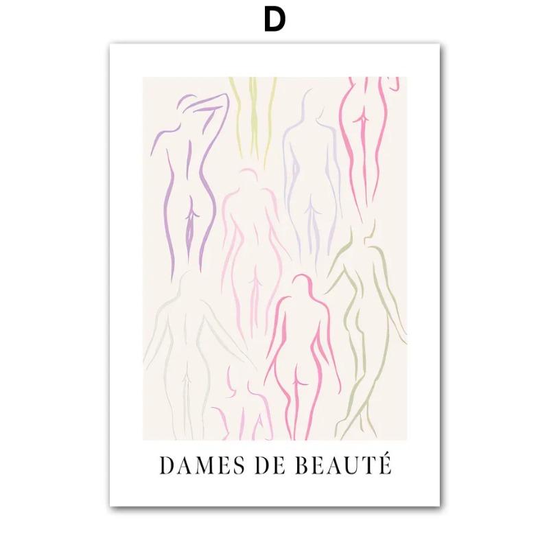 Abstract Line Woman Poster Print Danish Pastel Spring Fresh Flower Market Wall Art Canvas Painting Picture Living Room Decor