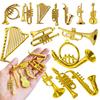 6/10/18pcs Plastic Golden Instrument Model Cello Trumpet Saxophone Dollhouse Accessories Holiday Decoration Pendant YMY