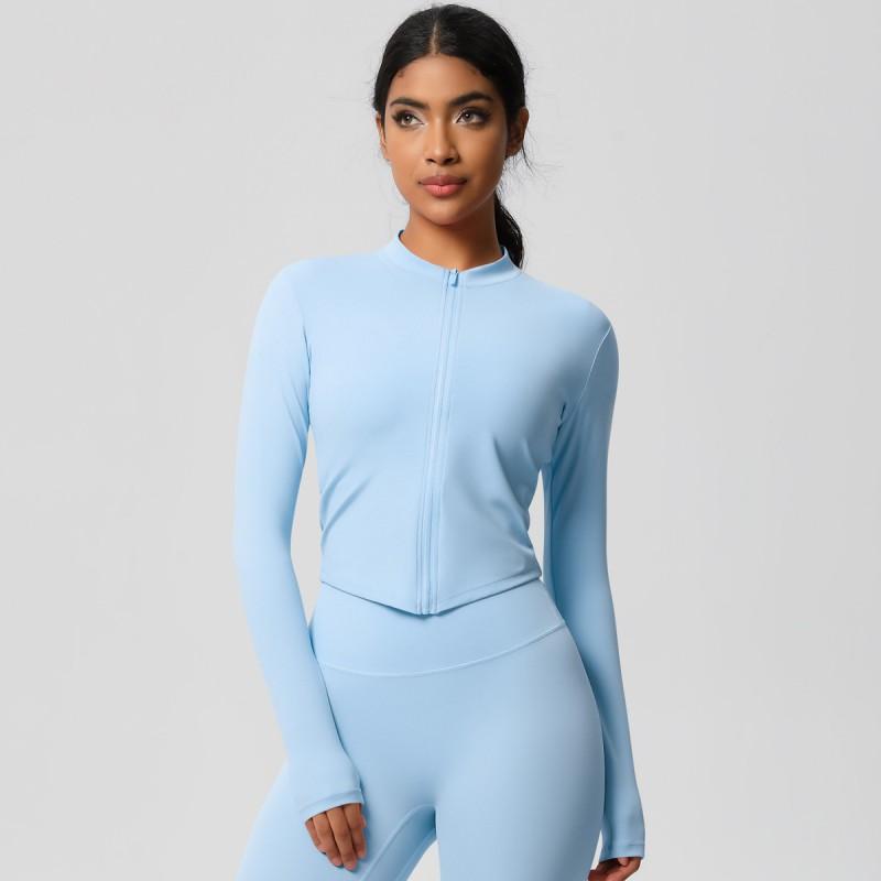 Womens Seamless Fit Quick-Dry Zip-Up Athletic Jacket Yoga Running Gym Workout