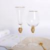 European Luxury Diamond-Embellished Gold Rim Wine Glasses Champagne Cocktail Crystal Stemware Set for Home Bar Party ElegantGift