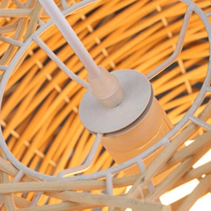 Japanese Bamboo Chandelier Chinese Style Rattan Woven Hanging Light Ceiling Lamp for Home Cafe Bar Decorate Restaurant Lighting