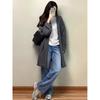Autumn and winter new gray hooded medium and long knitted cardigan loose lazy style versatile sweater jacket women