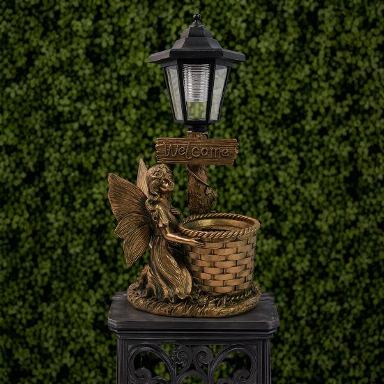 Solar Angel Ornaments, Resin Outdoor Decorative LED Lights, Warm Glow Ornament for Courtyards Gardens Landscaping
