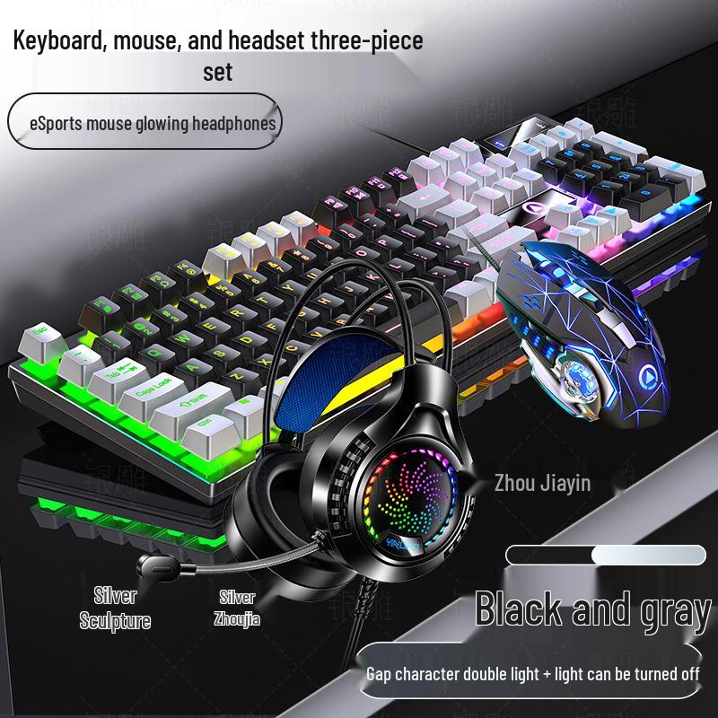 Silberne Skulptur K500 USB-Kabeltastatur & Geräuscharmes Gaming-Maus-Set