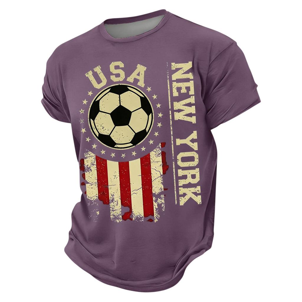 USA Soccer Graphic Tee Crew Neck Short Sleeve Casual T Shirt for Men with Distressed Print Design