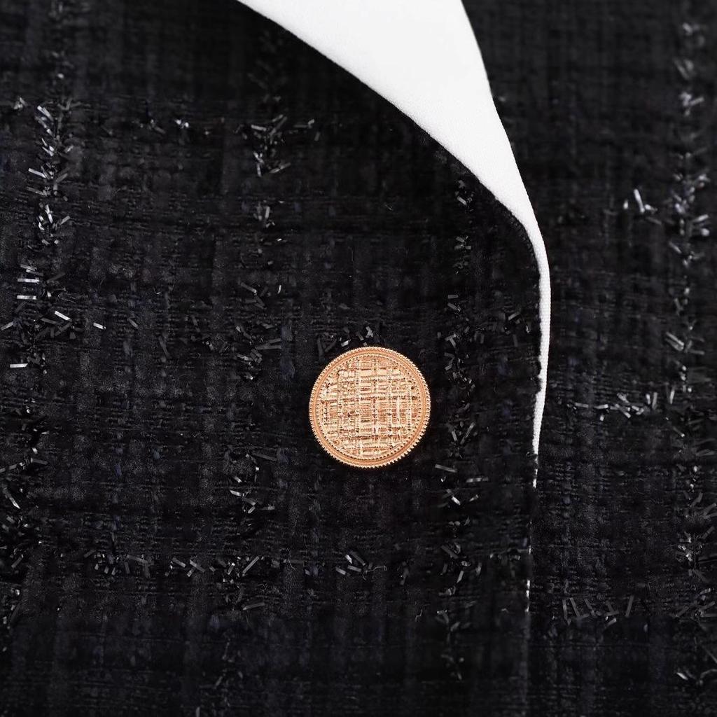 2024 Autumn Women's European & American Style Tweed Slim Coat