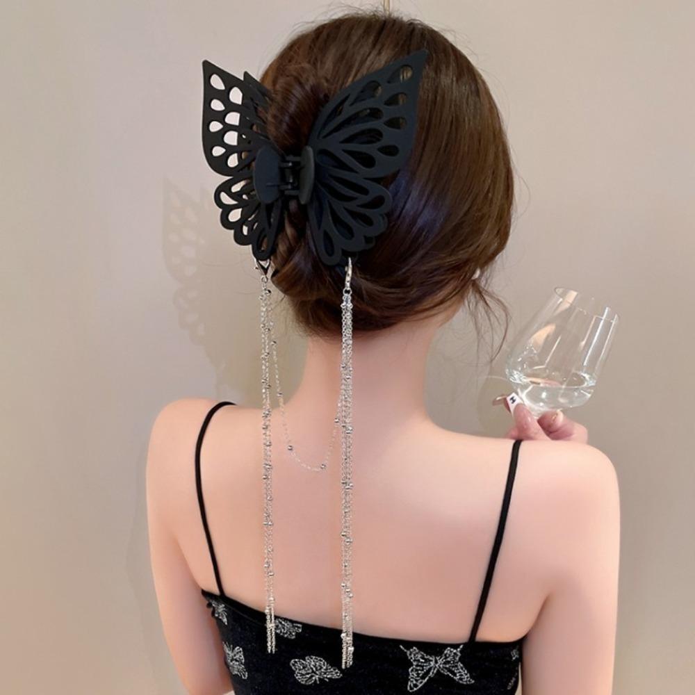 Headwear Butterfly Tassel Hair Claw Large Size Hair Clip Hair Accessories Ponytail Claw Clip  Women