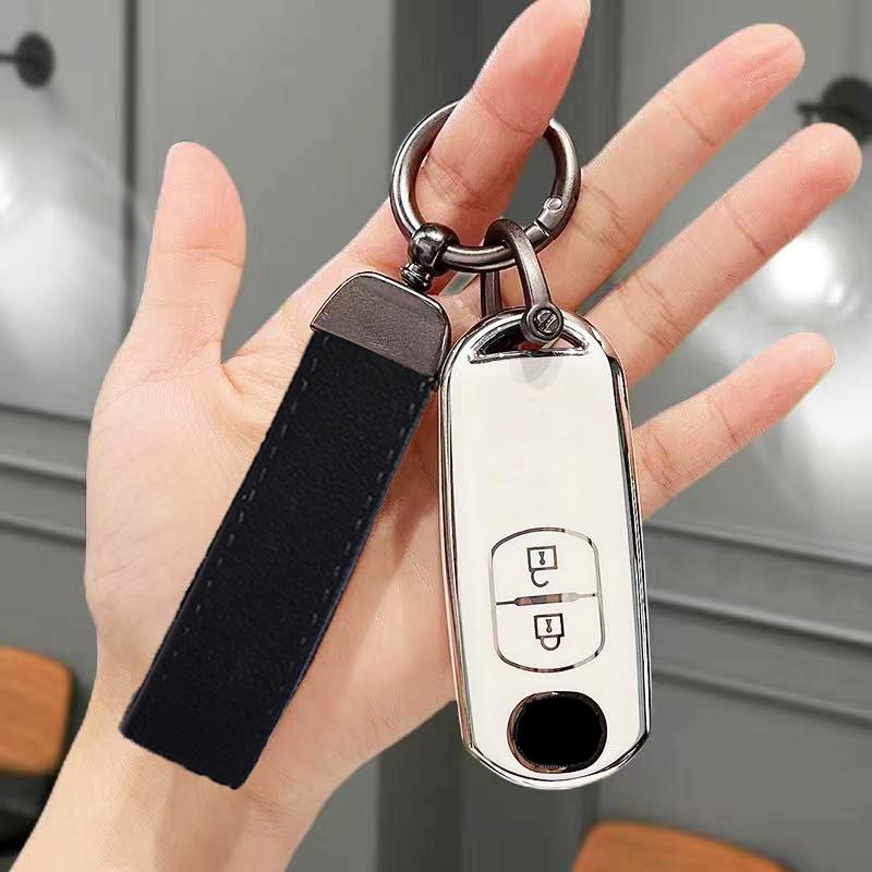 Silver Edge Tpu Car Key Case Keyless Shell Fob For Mazda Cx-3 Cx3 Cx-5 Cx5 Cx7 2 3 5 6 Bl Bm Gj Atenza Axela Demio Cx-9 Cx8