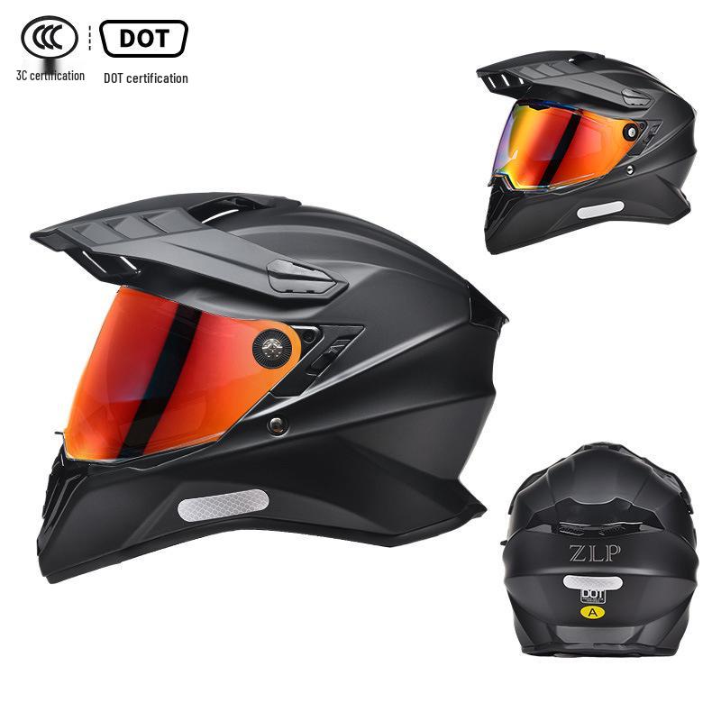 A-Class Unisex Motorcycle Helmet: Double Visor Full Face for Touring & Off-Road Use
