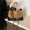New High-end Fashion Embroidery Thread Contrasting Color Tote Bag Portable Shoulder Crossbody Trendy Women's Bag