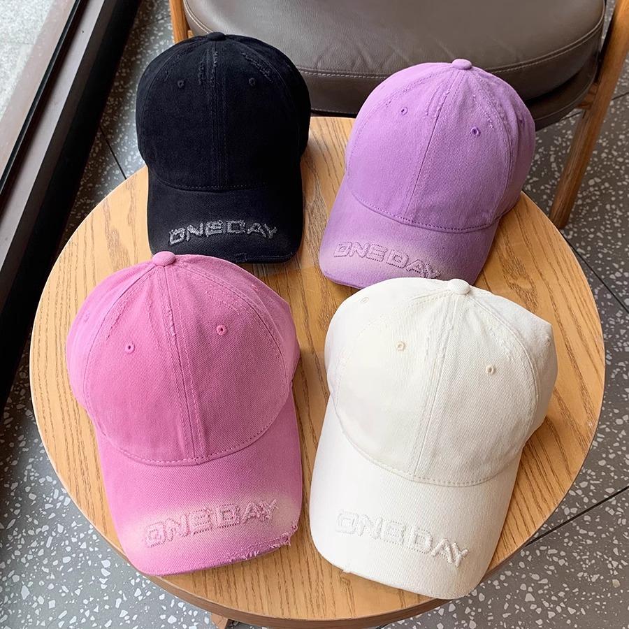Korean style Baseball Cap with Embroidered Letters Vintage Soft top Baseball Cap with Curved Brim Face Showing Small Sunshade Cap