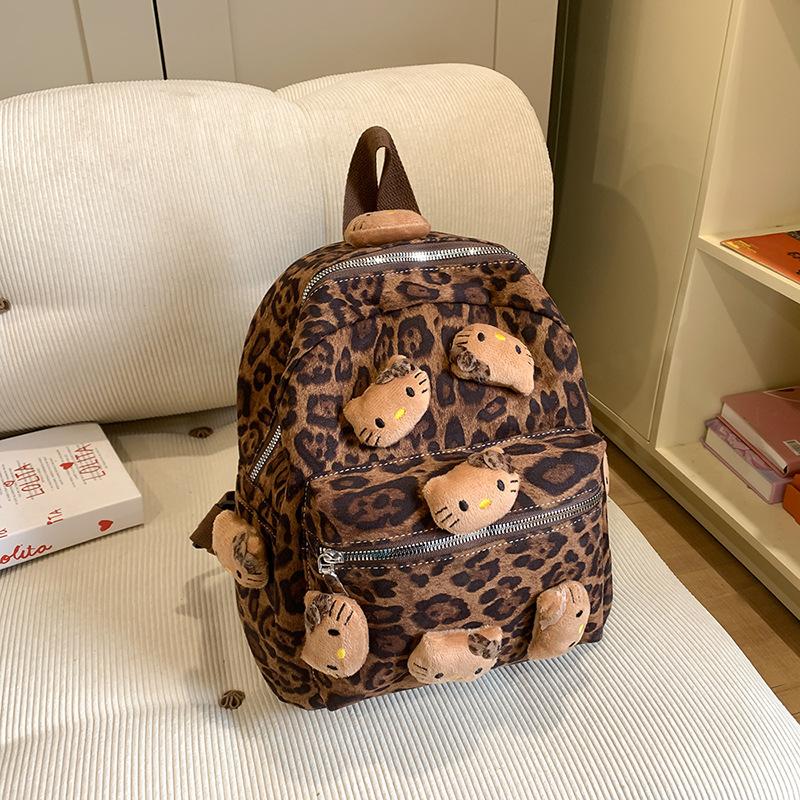 Schoolbag Leopard Print Women's Backpack 1011 Spring New Versatile Student Schoolbag Large Capacity Mini Outdoor Travel Backpack