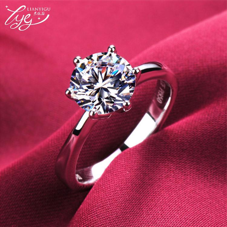 Fashion Classic High Simulation Six-claw Ring Personality Ladies Zircon Single Diamond Ring Jewelry