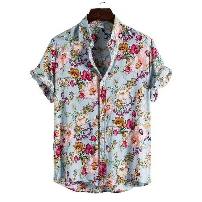 

Fashion Stripe Casual Holiday Beach Shirt 3D Plants Pattern T-shirt Retro Short Sleeve Street Vacation Outdoor Men s and Women s Shirt S