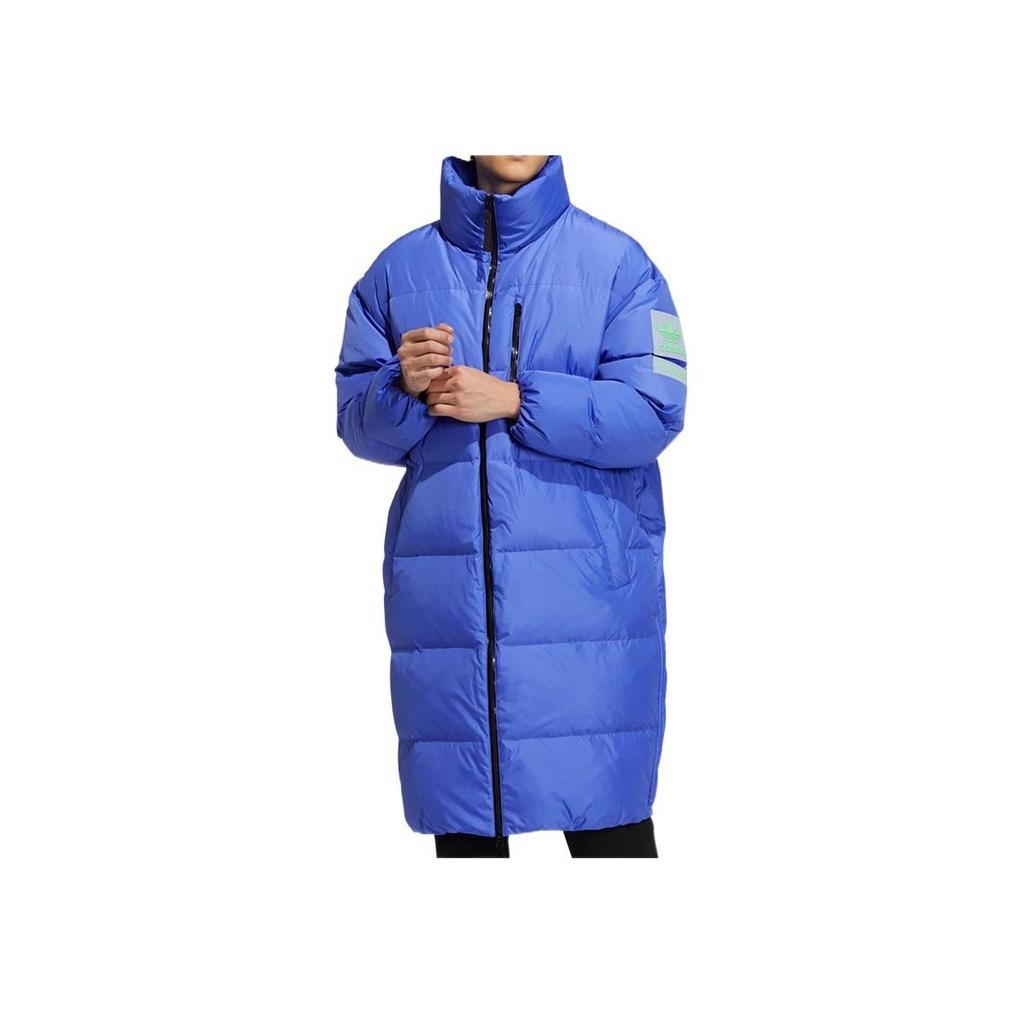 Adidas Originals Stand Collar Zip-Up Long Down Jacket Men Outerwear Blue H58056